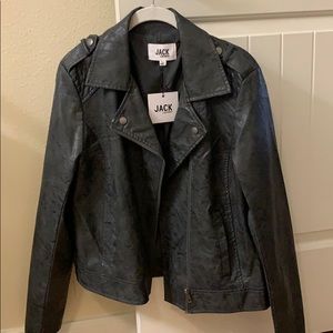 JACK gray distressed leather jacket - NWT